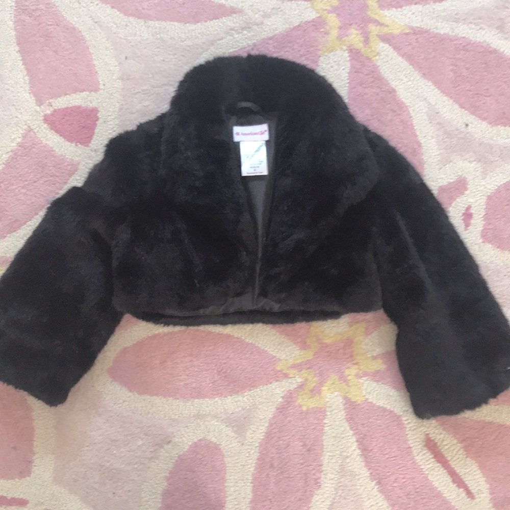 American Girl Navy Faux Fur Shrug Jacket girls 8